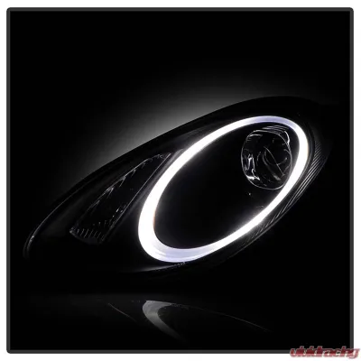 Spyder Auto Projector Headlights DRL LED Black for Porsche 987 Boxster Cayman 2005-2008 - PRO-YD-P98705-HID-DRL-BK