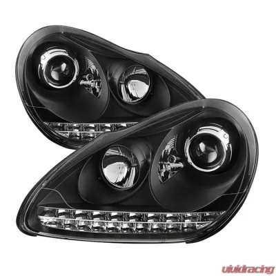 Spyder Auto Black LED DRL Projector Headlights for Porsche 955 Cayenne 2002-2007 - PRO-YD-PCAY03-HID-DRL-BK