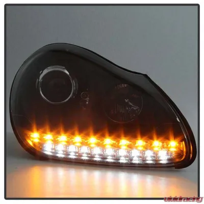 Spyder Auto Black LED DRL Projector Headlights for Porsche 955 Cayenne 2002-2007 - PRO-YD-PCAY03-HID-DRL-BK