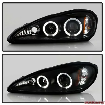 Spyder Auto Black LED Halo Projector Headlights for Pontiac Grand Am 1999-2004, H1/9006 - PRO-YD-PGAM99-HL-BK