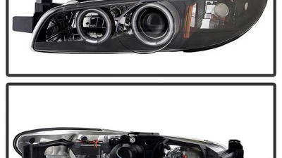 Spyder Auto Black 1-Piece CCFL Halo Projector Headlights for Pontiac Grand Prix 1997-2003                                     - PRO-YD-PGP97-1PC-CCFL-BK - Image 2