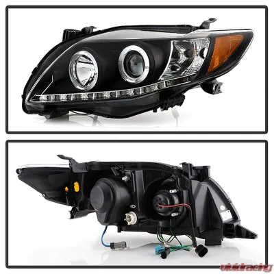 Spyder Auto Black DRL LED Halo Projector Headlights for Toyota Corolla 2009-2010 - PRO-YD-TC09-DRL-BK