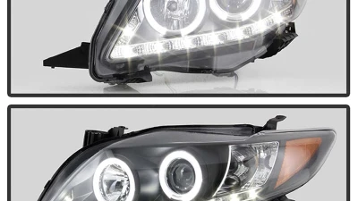 Spyder Auto Black DRL LED Halo Projector Headlights for Toyota Corolla 2009-2010                                     - PRO-YD-TC09-DRL-BK - Image 9
