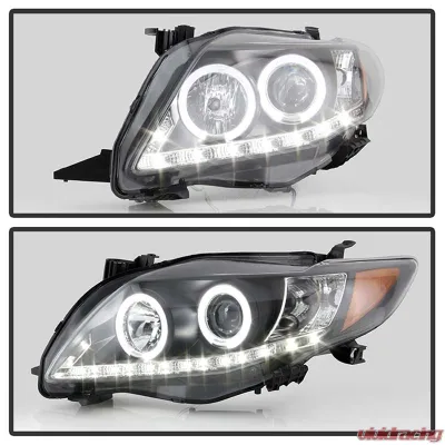Spyder Auto Black DRL LED Halo Projector Headlights for Toyota Corolla 2009-2010 - PRO-YD-TC09-DRL-BK