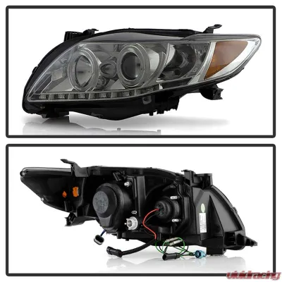 Spyder Auto Smoke DRL LED Halo Projector Headlights for Toyota Corolla 2009-2010 - PRO-YD-TC09-DRL-SM