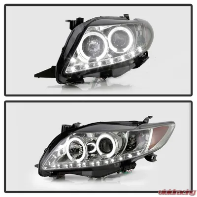 Spyder Auto Smoke DRL LED Halo Projector Headlights for Toyota Corolla 2009-2010 - PRO-YD-TC09-DRL-SM