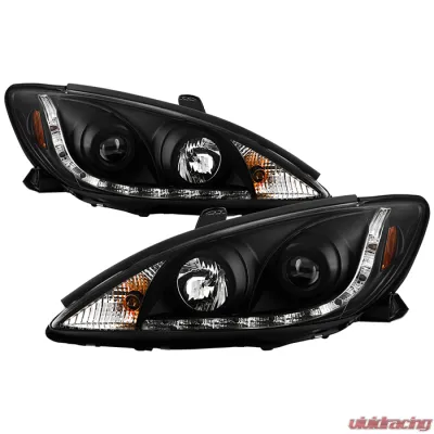 Spyder Auto Black DRL Projector Headlights for Toyota Camry 2002-2006, High/Low H1 Lights - PRO-YD-TCAM02-DRL-BK