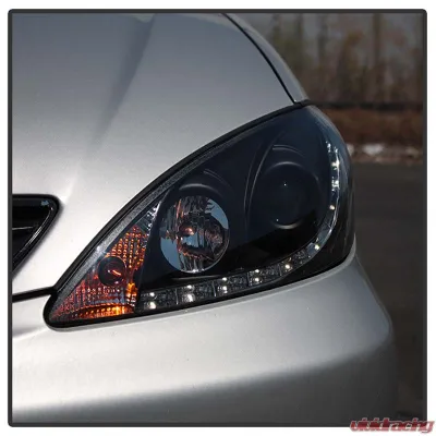 Spyder Auto Black DRL Projector Headlights for Toyota Camry 2002-2006, High/Low H1 Lights - PRO-YD-TCAM02-DRL-BK