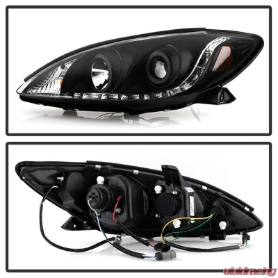 Spyder Auto Black DRL Projector Headlights for Toyota Camry 2002-2006, High/Low H1 Lights - PRO-YD-TCAM02-DRL-BK