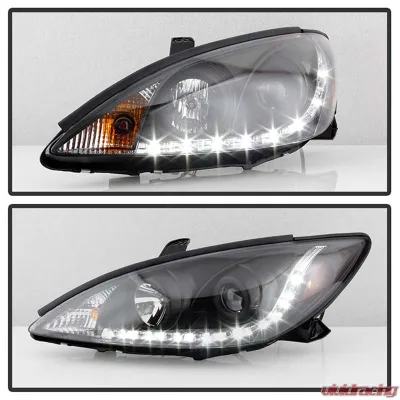 Spyder Auto Black DRL Projector Headlights for Toyota Camry 2002-2006, High/Low H1 Lights - PRO-YD-TCAM02-DRL-BK