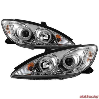 Spyder Auto Chrome DRL Projector Headlights for Toyota Camry 2002-2006 with High/Low H1 Lights - PRO-YD-TCAM02-DRL-C