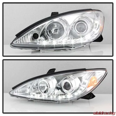 Spyder Auto Chrome DRL Projector Headlights for Toyota Camry 2002-2006 with High/Low H1 Lights - PRO-YD-TCAM02-DRL-C