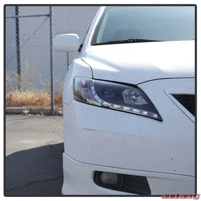 Spyder Auto Black DRL Projector Headlights for Toyota Camry 2007-2009 with H1/H7 Lights - PRO-YD-TCAM07-DRL-BK