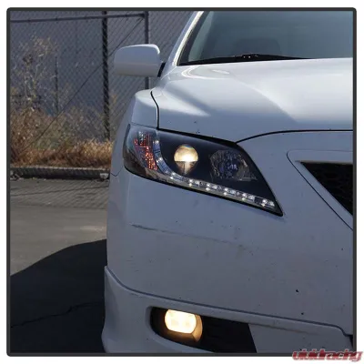 Spyder Auto Black DRL Projector Headlights for Toyota Camry 2007-2009 with H1/H7 Lights - PRO-YD-TCAM07-DRL-BK
