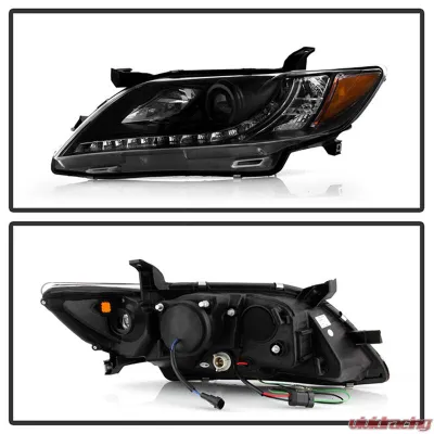 Spyder Auto Black DRL Projector Headlights for Toyota Camry 2007-2009 with H1/H7 Lights - PRO-YD-TCAM07-DRL-BK