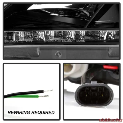 Spyder Auto Black DRL Projector Headlights for Toyota Camry 2007-2009 with H1/H7 Lights - PRO-YD-TCAM07-DRL-BK