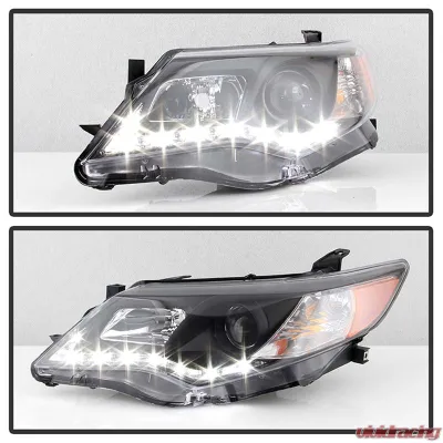 Spyder Auto Black DRL Projector Headlights with Low 9006 Lights for Toyota Camry 2012-2014 - PRO-YD-TCAM12-DRL-BK