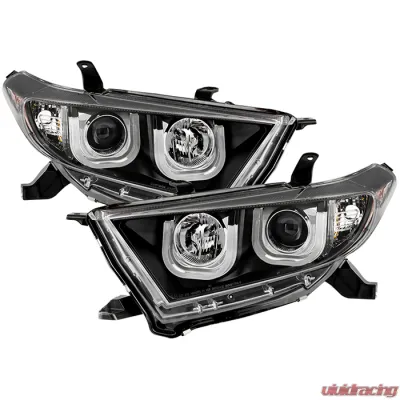 Spyder Auto Black 3D DRL Projector Headlights for Toyota Highlander 2011-2013, H1/H7 - PRO-YD-THLAN11-3DDRL-BK