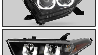 Spyder Auto Black 3D DRL Projector Headlights for Toyota Highlander 2011-2013, H1/H7                                     - PRO-YD-THLAN11-3DDRL-BK - Image 10