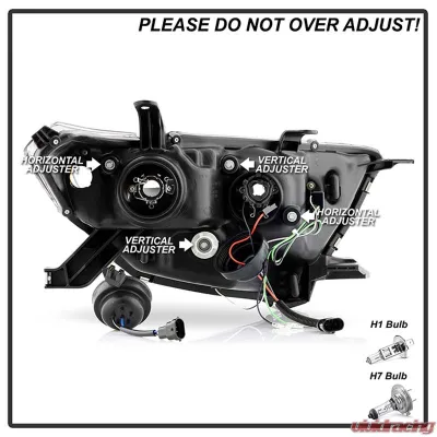 Spyder Auto Black 3D DRL Projector Headlights for Toyota Highlander 2011-2013, H1/H7 - PRO-YD-THLAN11-3DDRL-BK