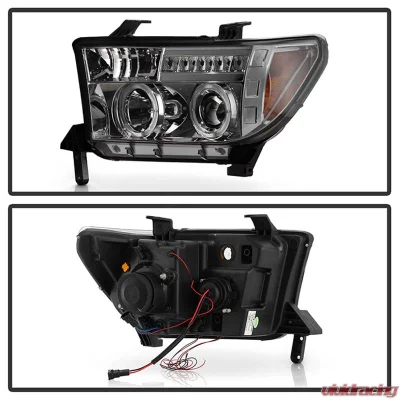 Spyder Auto Smoke LED Halo Projector Headlights with High H1 and Low H1 Lights Included Toyota Tundra 2007-2013 - PRO-YD-TTU07-HL-SM