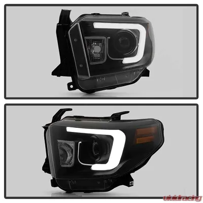 Spyder Auto Black Smoke Projector Headlights with Light Bar and DRL for Toyota Tundra 2014-2018 - PRO-YD-TTU14-DRL-BSM