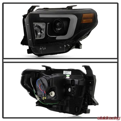 Spyder Auto Black Smoke Projector Headlights with Light Bar and DRL for Toyota Tundra 2014-2018 - PRO-YD-TTU14-DRL-BSM