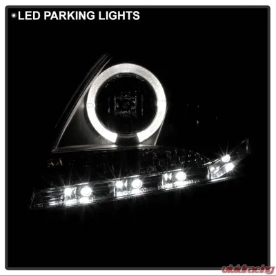 Spyder Auto Black DRL LED Halo Projector Headlights for 2007-2011 Toyota Yaris 4-Door - PRO-YD-TYA074D-DRL-BK