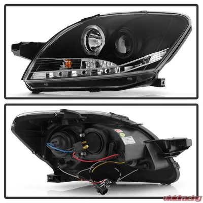 Spyder Auto Black DRL LED Halo Projector Headlights for 2007-2011 Toyota Yaris 4-Door - PRO-YD-TYA074D-DRL-BK