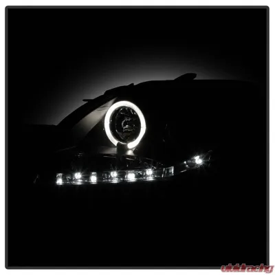 Spyder Auto Black DRL LED Halo Projector Headlights for 2007-2011 Toyota Yaris 4-Door - PRO-YD-TYA074D-DRL-BK