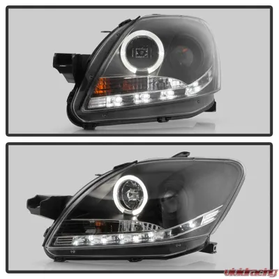Spyder Auto Black DRL LED Halo Projector Headlights for 2007-2011 Toyota Yaris 4-Door - PRO-YD-TYA074D-DRL-BK