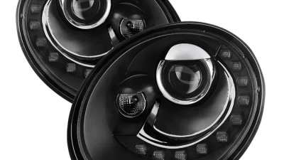 Spyder Auto Black DRL LED Projector Headlights for 2006-2010 Volkswagen Beetle                                     - PRO-YD-VB06-DRL-BK - Image 6