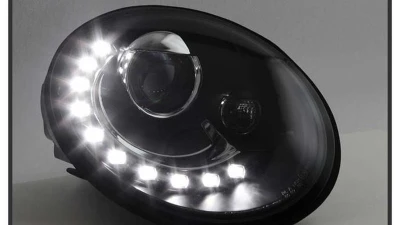 Spyder Auto Black DRL LED Projector Headlights for 2006-2010 Volkswagen Beetle                                     - PRO-YD-VB06-DRL-BK - Image 6