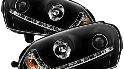 Spyder Auto Halogen DRL LED Black Projector Headlights for Volkswagen GTI Jetta Rabbit 2006-2009                                     - PRO-YD-VG06-DRL-BK - Image 12