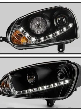 Spyder Auto Halogen DRL LED Black Projector Headlights for Volkswagen GTI Jetta Rabbit 2006-2009                                     - PRO-YD-VG06-DRL-BK - Image 11