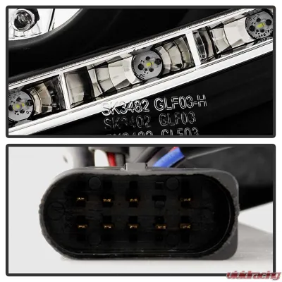 Spyder Auto Halogen DRL LED Black Projector Headlights for Volkswagen GTI Jetta Rabbit 2006-2009 - PRO-YD-VG06-DRL-BK