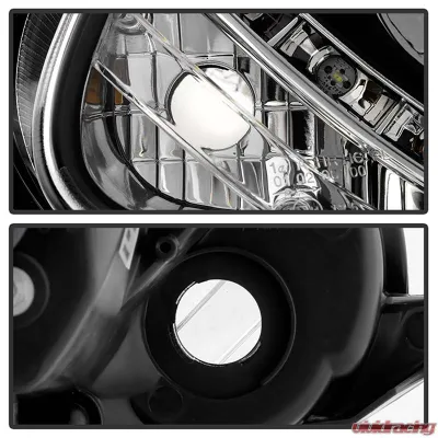Spyder Auto Halogen DRL LED Black Projector Headlights for Volkswagen GTI Jetta Rabbit 2006-2009 - PRO-YD-VG06-DRL-BK