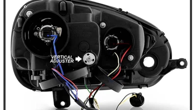 Spyder Auto Halogen DRL LED Black Projector Headlights for Volkswagen GTI Jetta Rabbit 2006-2009                                     - PRO-YD-VG06-DRL-BK - Image 8