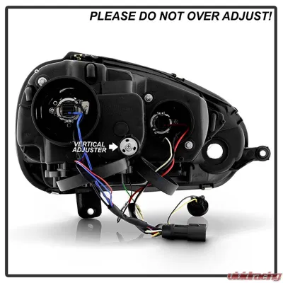 Spyder Auto Halogen DRL LED Black Projector Headlights for Volkswagen GTI Jetta Rabbit 2006-2009 - PRO-YD-VG06-DRL-BK