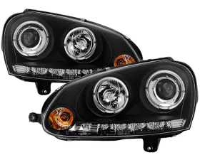 Spyder Auto Halo LED Black Projector Headlights for Volkswagen GTI, Jetta, Rabbit 1996-2008