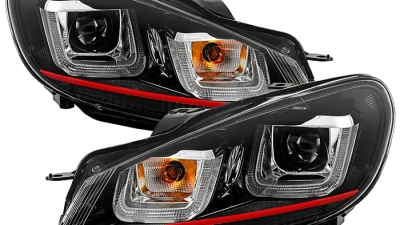 Spyder Auto Black Dual U DRL Version 3 Projector Headlights for 2010-2013 Volkswagen GTI MK6                                     - PRO-YD-VG10V3R-DRL-BK - Image 11