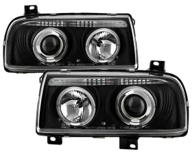 Spyder Auto Black LED Halo Projector Headlights with High H1 and Low H1 Lights Included Volkswagen Jetta III 1993-1998