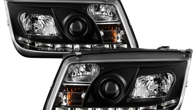 Spyder Auto DRL LED Black Projector Headlights for Volkswagen Jetta 1999-2005                                     - PRO-YD-VJ99-DRL-BK - Image 11