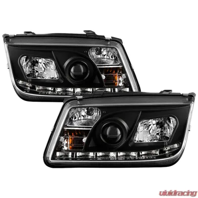 Spyder Auto DRL LED Black Projector Headlights for Volkswagen Jetta 1999-2005 - PRO-YD-VJ99-DRL-BK