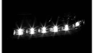Spyder Auto DRL LED Black Projector Headlights for Volkswagen Jetta 1999-2005                                     - PRO-YD-VJ99-DRL-BK - Image 11