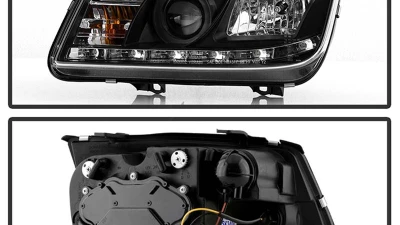 Spyder Auto DRL LED Black Projector Headlights for Volkswagen Jetta 1999-2005                                     - PRO-YD-VJ99-DRL-BK - Image 2