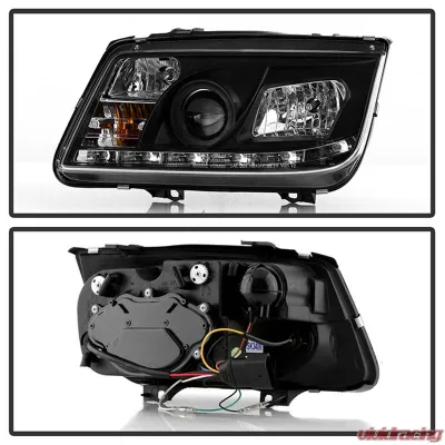 Spyder Auto DRL LED Black Projector Headlights for Volkswagen Jetta 1999-2005 - PRO-YD-VJ99-DRL-BK