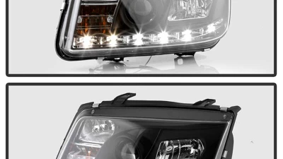 Spyder Auto DRL LED Black Projector Headlights for Volkswagen Jetta 1999-2005                                     - PRO-YD-VJ99-DRL-BK - Image 8