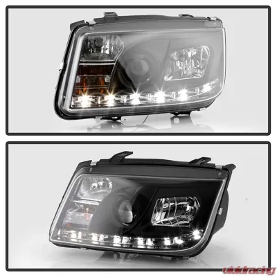 Spyder Auto DRL LED Black Projector Headlights for Volkswagen Jetta 1999-2005 - PRO-YD-VJ99-DRL-BK
