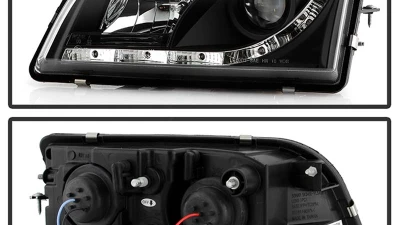 Spyder Auto DRL LED Black Projector Headlights for Volvo S40 2000-2003                                     - PRO-YD-VOS4097-DRL-BK - Image 2